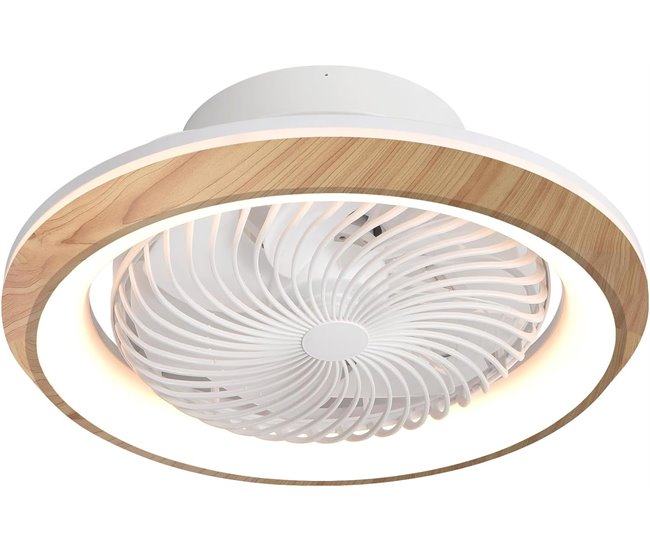 Ventilador de teto com luz led giratória, oscilação de 360°. 6 velocidades, cor da luz ajustável. controle remoto. (faia)