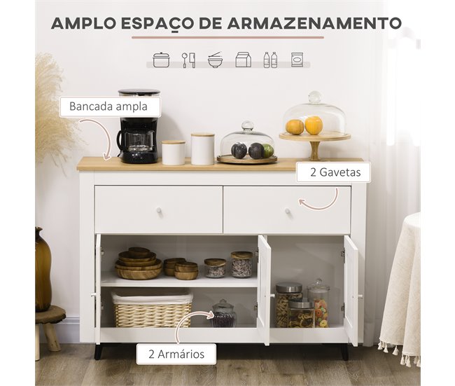 Aparador Melamina de Madeira HOMCOM, casa - cozinha 117 Branco