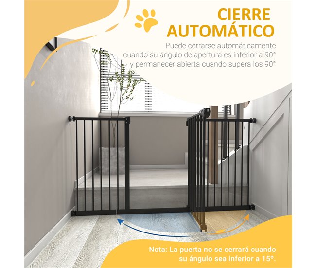 Barreira de Segurança Extensível Metal e Plástico PawHut Preto