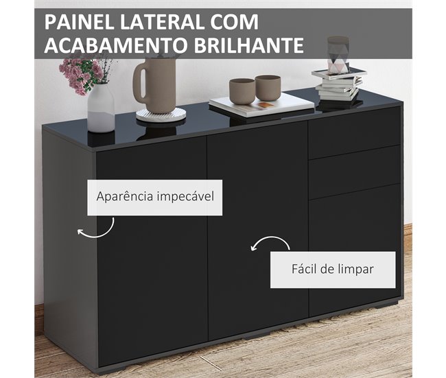 Aparador Melamina de Madeira HOMCOM Preto