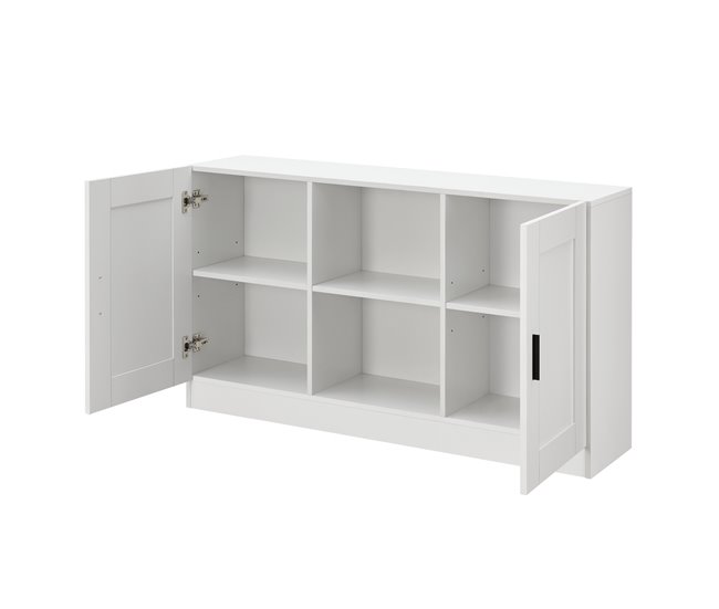 Aparador Spøttrup com 2 portas 2 puxadores 6 compartimentos 120 Branco