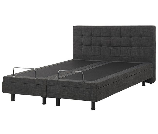 Beliani Cama com estrado Poliéster DUKE 161x216 Cinza Escuro