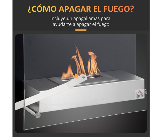 Lareira de Bioetanol Aço Inoxidável, Metal e Vidro Temperado Preto