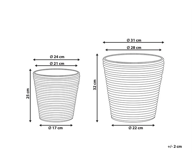 Beliani Conjunto de 2 vasos para plantas SARTI Castanho