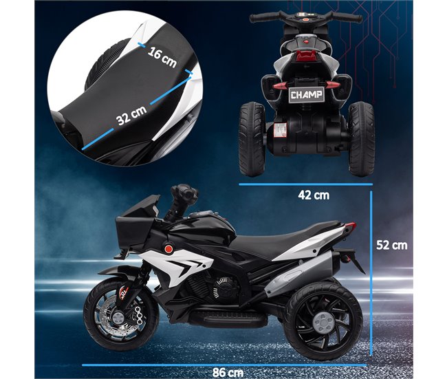 Mota para Crianças PP e Metal HOMCOM Preto