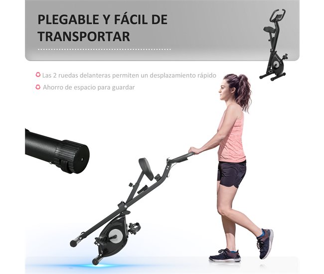 Bicicleta Estática Dobrável Aço, ABS, EVA HOMCOM Preto