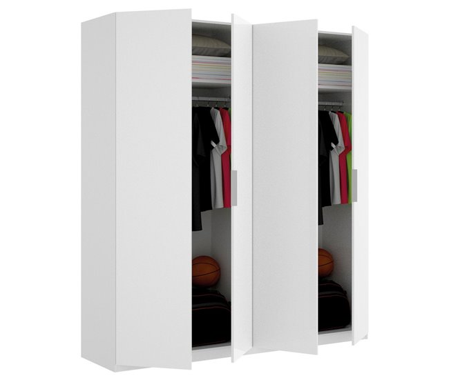 Guarda-roupa grande com efeito de madeira Branco