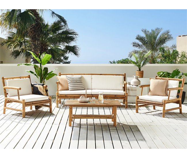 Beliani Conjunto lounge Madeira de bambu RICCIONE Castanho