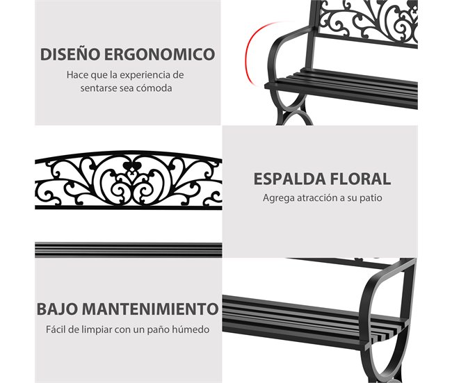 Banco de Jardim Ferro Outsunny 127x60 Preto
