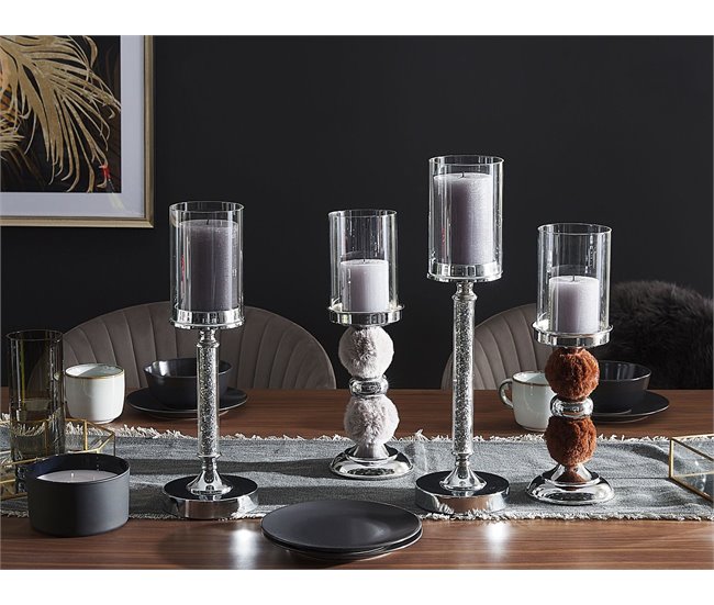 Beliani Candelabro ABBEVILLE Cinza