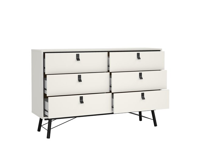 Aparador RY duplo 6 gavetas branco mate Branco