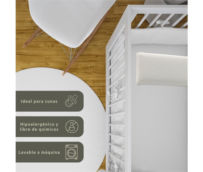 Almohada Viscoelástica Aloe Vera Infantil 30x50cm con Bolsa Transporte 30x50 Branco/cinza