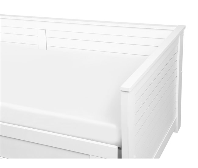 Beliani Cama com estrado Madeira de seringueira CAHORS 186x209 Branco