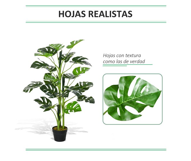 Árvore Monstera Artificial PE, PP, Cimento Outsunny Verde