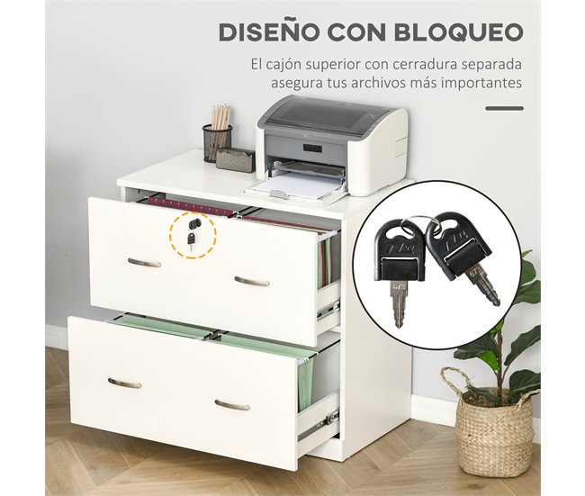 Armário para Arquivos Melamina de Madeira e Metal Vinsetto Branco