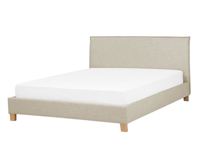 Beliani Cama com estrado Poliéster SENNEZ 155x216 Bege