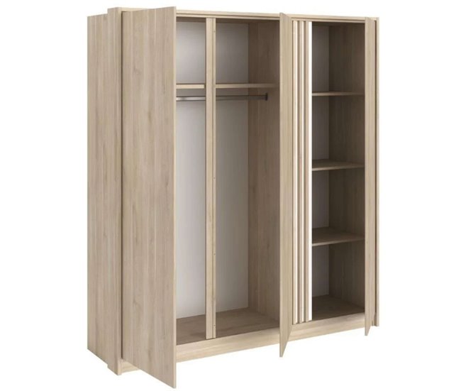 Guarda-roupa grande Eik com 3 portas Madeira Clara