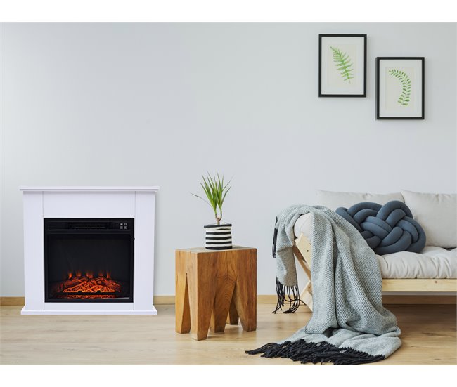 Lareira eléctrica independente de 2kW em aço lacado com controlo Branco