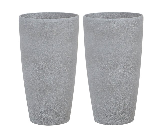 Beliani Conjunto de 2 vasos para plantas ABDERA Cinza Claro
