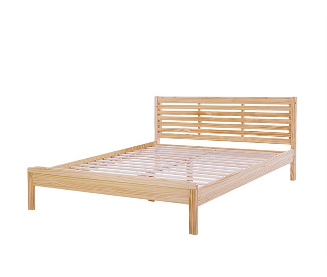 Beliani Cama com estrado Madeira de seringueira CARNAC 165x210 Castanho