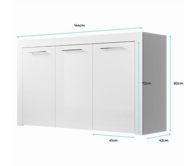 Aparador Sala de estar e jantar 3 portas Nelia Muebles Bonitos 144 Branco