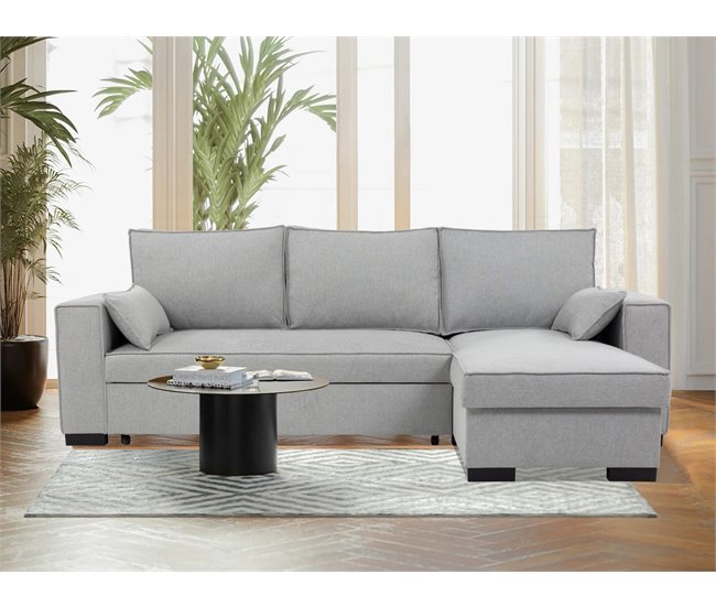 Chaise longue com cama MARLON reversível 3 lugares cinza Cinza