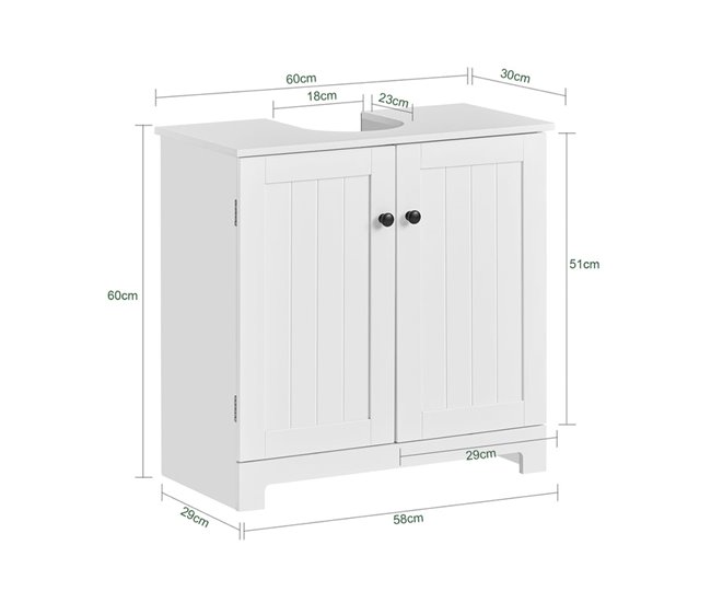 Armário de banho com 1 prateleira e 2 portas BZR18-II-W SoBuy 60 Branco