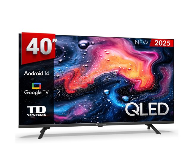 Smart tv 40 polegadas qled full hd hey google official assistant com controle de voz. televisão android 14 - td systems m40k21glq