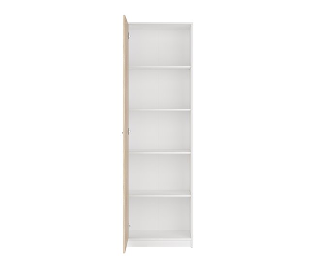 Armário alto de 1 porta Ewen Natural/ Branco