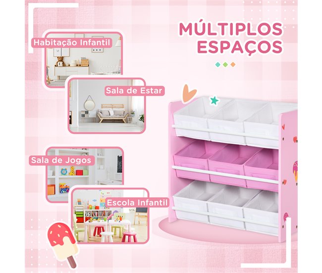 Estante para Brinquedos MDF e Tecido não Tecido ZONEKIZ 63 Cinza
