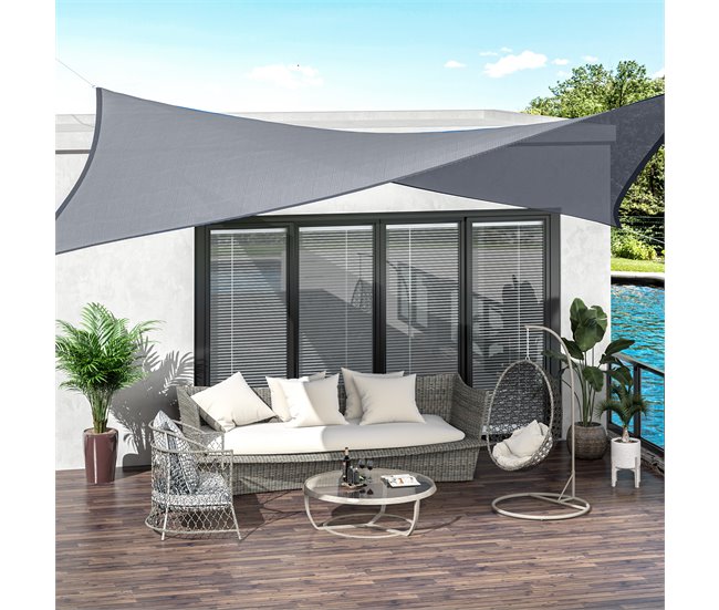 Vela de Sombra Retangular HDPE Outsunny Cinza