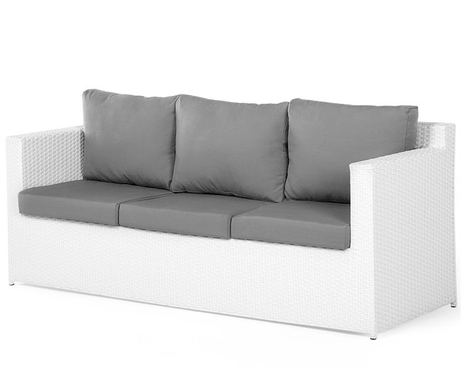 Beliani Conjunto lounge Ratan sintético ROMA Branco