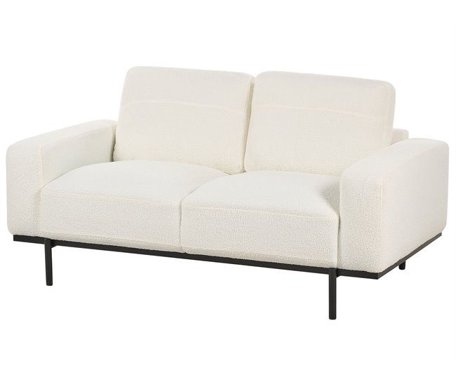 Beliani Sofá de 2 lugares Bouclé SOVIK Branco/ Bege