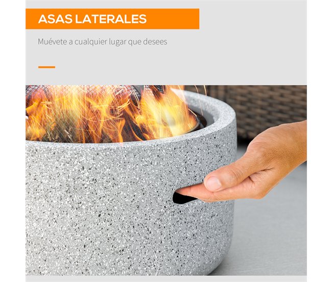 Braseiro Exterior Metal e MGO Outsunny Cinza