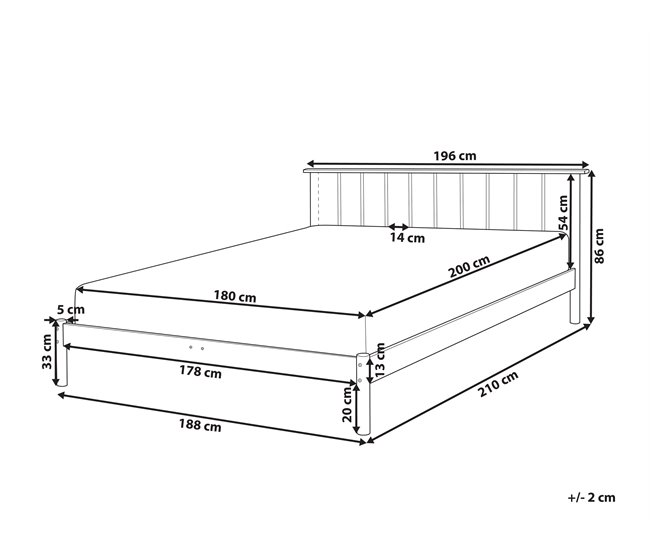 Beliani Cama com estrado Pinho BARRET 196x209 Castanho
