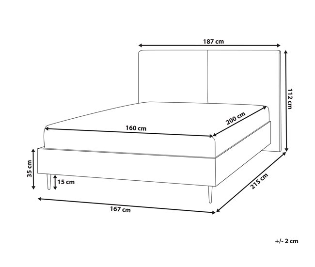 Beliani Cama com estrado Poliéster IZERNORE 187x215 Cinza Escuro