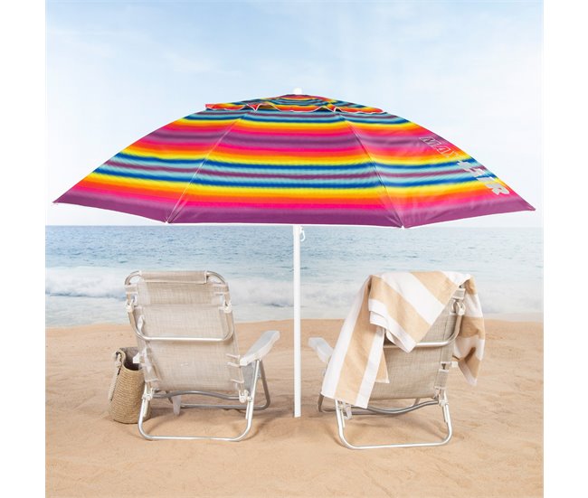 Aktive Guarda-chuva de praia à prova de vento com 8 hastes riscas Multicor