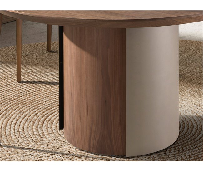 ANGEL CERDA Mesa de jantar redonda e aço 140x140 Nogal