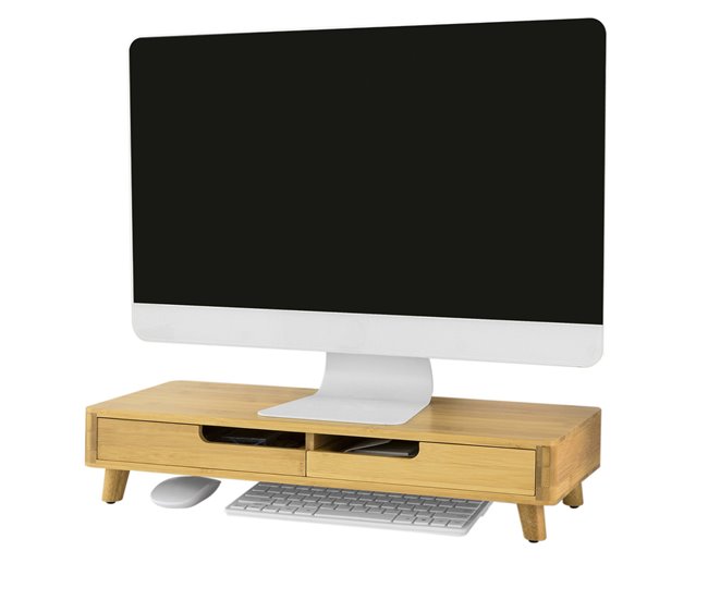 Suporte para monitor e computador portátil BBF06-N SoBuy Natural