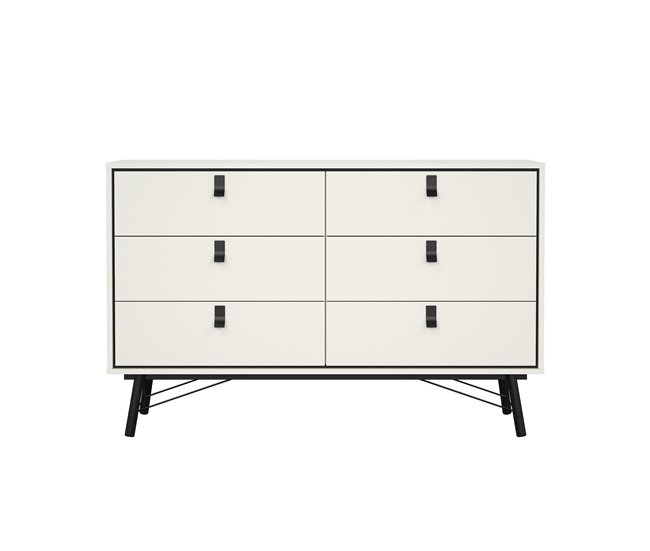 Aparador RY duplo 6 gavetas branco mate Branco