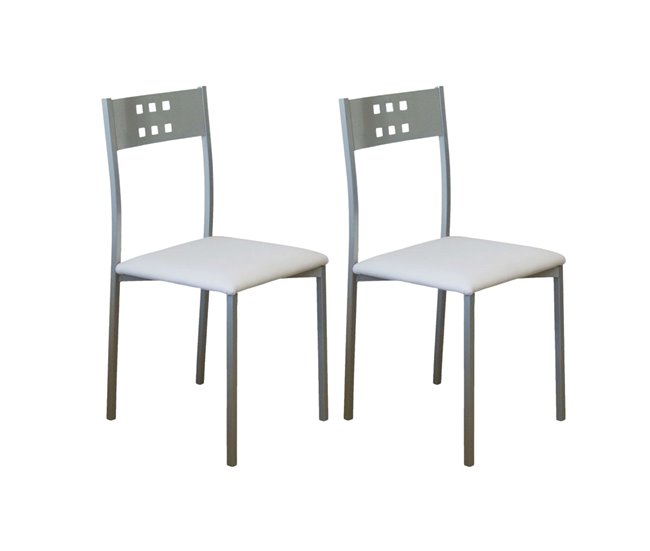 Pacote de 2 cadeiras de cozinha Costa com pernas de metal e couro sintético moderno Multicor