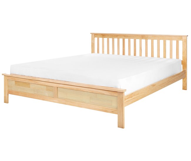 Beliani Cama com estrado Pinho MAYENNE 189x208 Castanho