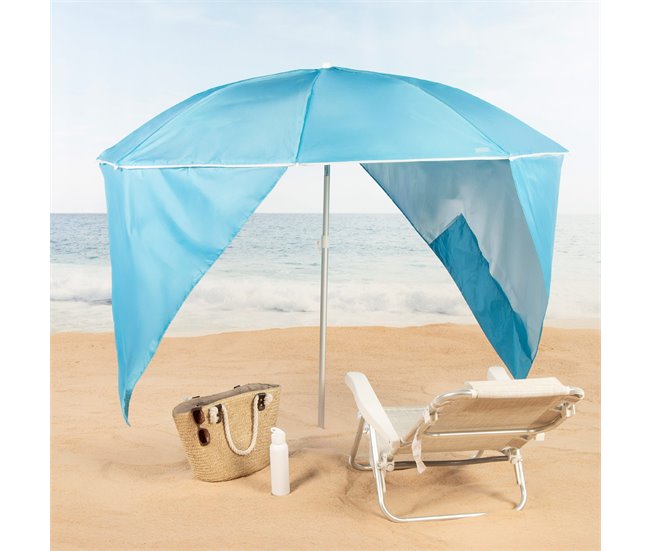 Aktive Guarda-sol de praia corta-vento de 8 nervuras Azul