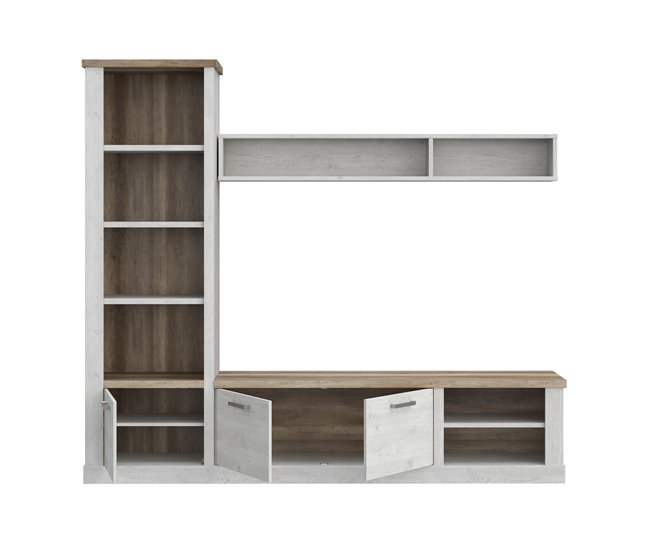 Compacto de tv VERONA 241,6cm branco e carvalho  Branco/ Madeira