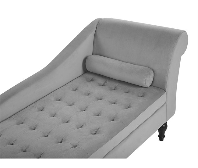 Beliani Chaise longue derecho Terciopelo PESSAC Cinza Claro
