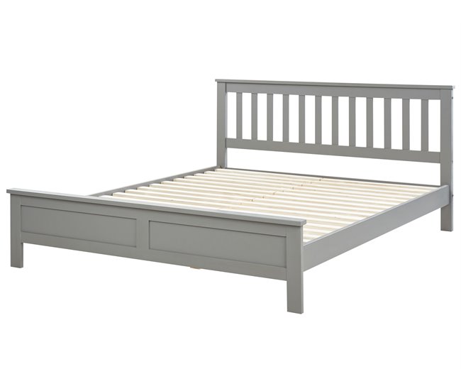 Beliani Cama com estrado Pinho MAYENNE 169x208 Castanho