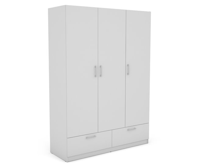 Roupeiro OSLO portas batentes e 2 gavetas 144x200cm branco Branco