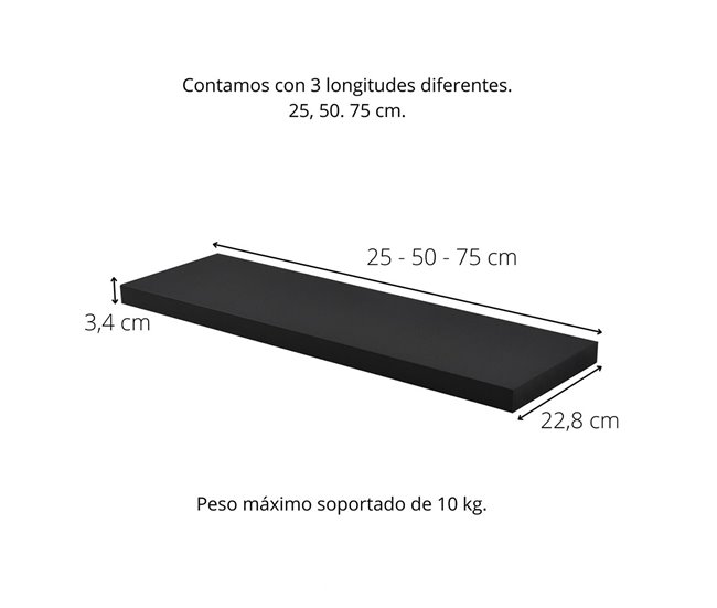  Acomoda Textil - Prateleira de parede 25 Preto