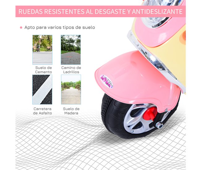 Moto elétrica metal e PP HOMCOM Rosa