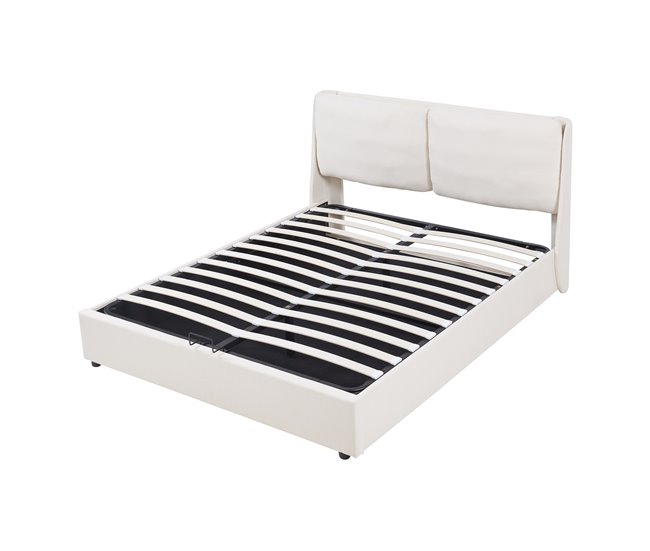 Cama estofada lunner com colchão [en.casa] 204x146